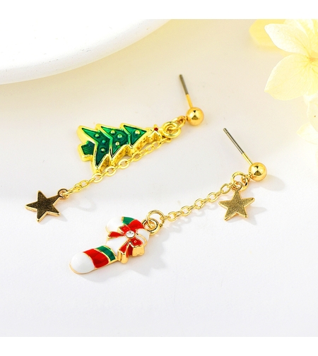 Висящи коледни обеци жълто позлатяване | Бижута Invoke.bg