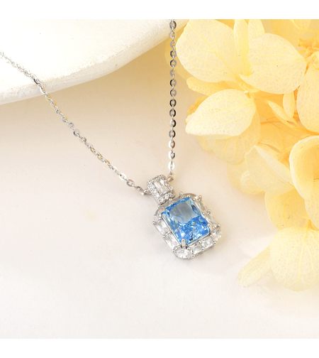 Сребърно колие син блясък | Колекция Crushed Ice | Бижута Invoke