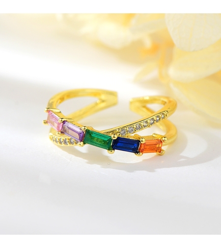 Пръстен жълто позлатяване с кристали Swarovski | Колекция Luxury Secret | Бижута Invoke.bg