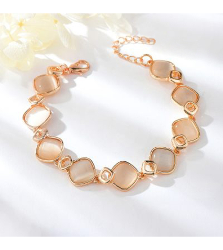 Гривна розово позлатяване с котешко око | Колекция Rose Gold | Бижута Invoke.bg