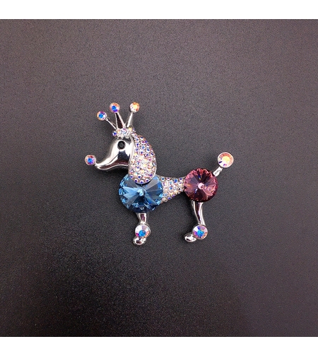 Брошка бяло позлатяване 'Пудел' | Бижута Invoke.bg