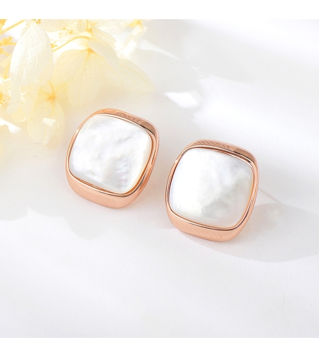 Обеци розово позлатяване със седеф | Колекция Rose Gold | Бижута Invoke.bg