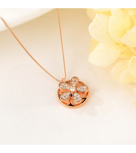 Колие розово позлатяване цвете | Колекция Rose Gold | Бижута Invoke.bg