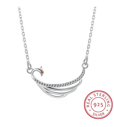 Сребърно колие Лебед Swarovski Crystals | колекция Delicate Silver | Бижута Invoke.bg