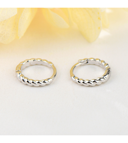 Сребърни обеци Халки с родий | колекция Delicate Silver | Бижута Invoke