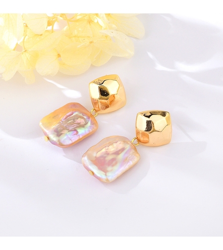 Обеци жълто позлатяване 'Розови перли' | Колекция Luxury Secret | Бижута Invoke.bg