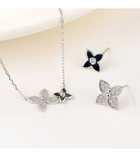 Сребърен комплект Цвете | колекция Delicate Silver | Бижута Invoke.bg