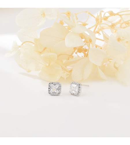 SQUARE STUD SILVER EARRINGS