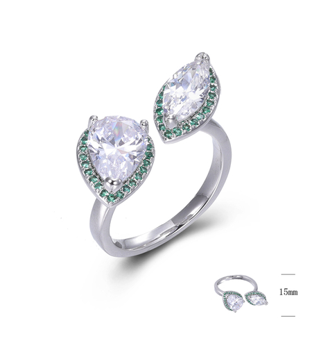 Сребърен пръстен Изумрудени капки | Колекция Silver Premium | Бижута Invoke.bg