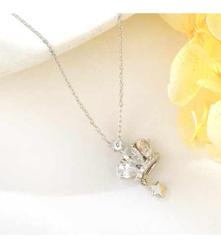 Сребърно колие Кристална корона | колекция Delicate Silver | Бижута Invoke.bg