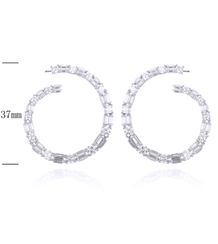 Сребърни обеци с платина и кубични циркони | Колекция Silver Premium | Бижута Invoke.bg