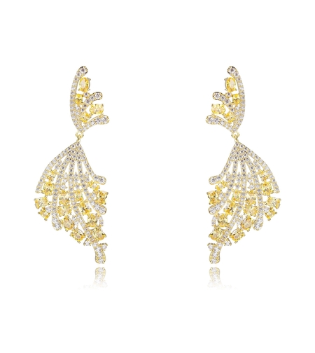 Обеци жълто позлатяване 'Кристална фантазия' | Колекция Luxury Secret | Бижута Invoke.bg