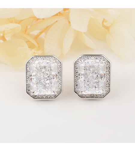 RECTANGULAR CRUSHED ICE EARRINGS