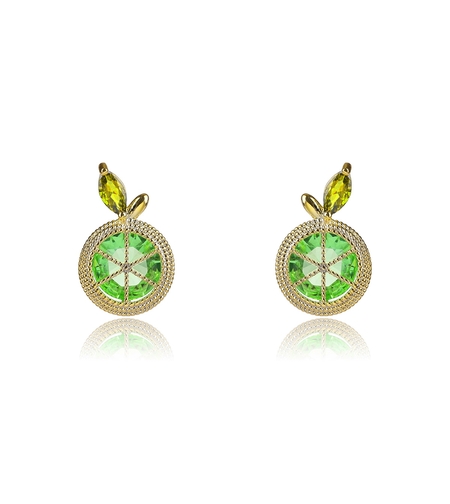 Обеци жълто позлатяване Лайм | Колекция Luxury Secret | Бижута Invoke.bg