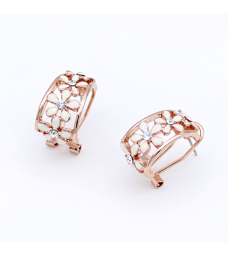 Обеци розово позлатяване цвете | Колекция Rose Gold