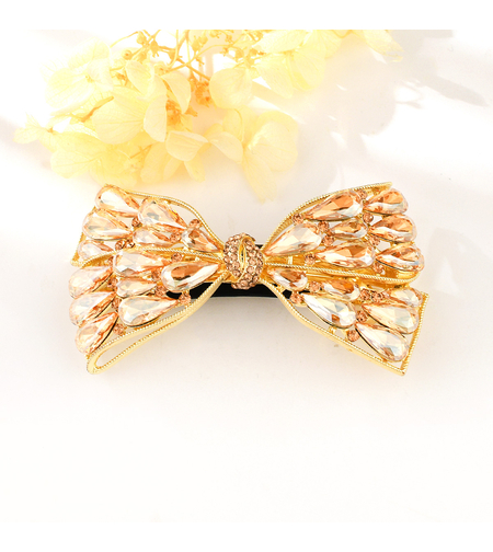 SHINY RIBBON HAIR CLIP YELLOW GOLD PLATING