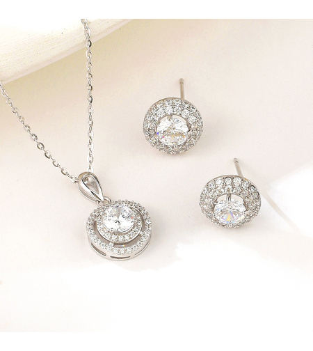 Сребърен комплект с родий | колекция Delicate Silver | Бижута Invoke.bg