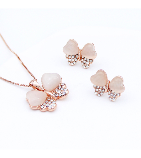 Комплект розово позлатяване котешко око | Колекция Rose Gold | Бижута Invoke.bg