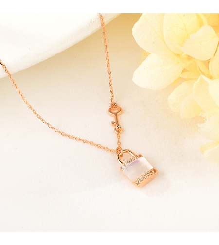 Колие розово позлатяване катинар | Колекция Rose Gold | Бижута Invoke.bg