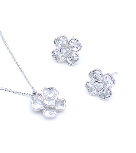 Нежен сребърен комплект детелина | колекция Delicate Silver | Бижута Invoke.bg