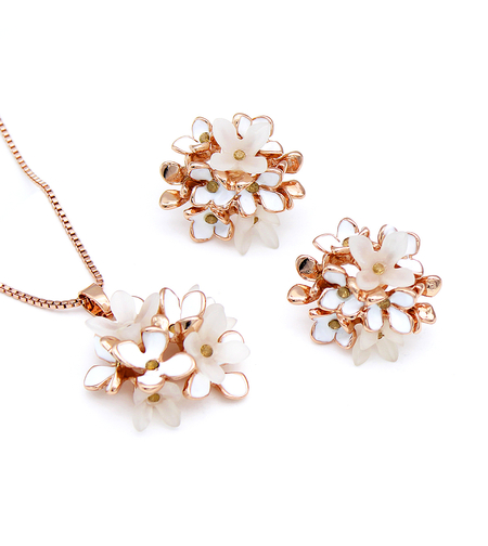 Комплект розово позлатяване цветя | Бижута Invoke.bg