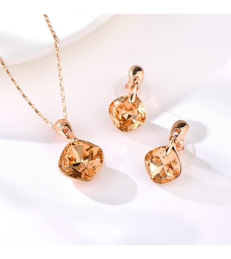 Комплект розово позлатяване меден кристал | Колекция Rose Gold | Бижута Invoke