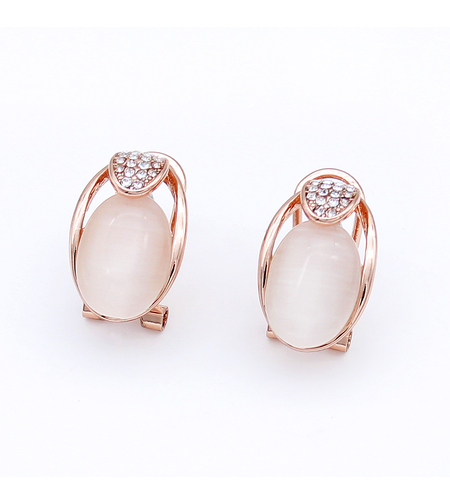 Обеци розово позлатяване котешко око 1000000000276 | Колекция Rose Gold
