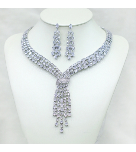 Комплект бяло позлатяване кристални капки | Колекция Luxury Secret | Бижута Invoke.bg