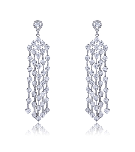 Обеци бяло позлатяване 'Кристален дъжд' | Колекция Luxury Secret | Бижута Invoke.bg