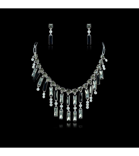 Комплект бяло позлатяване с кристали Swarovski - LSS50 | Бижута Invoke.bg