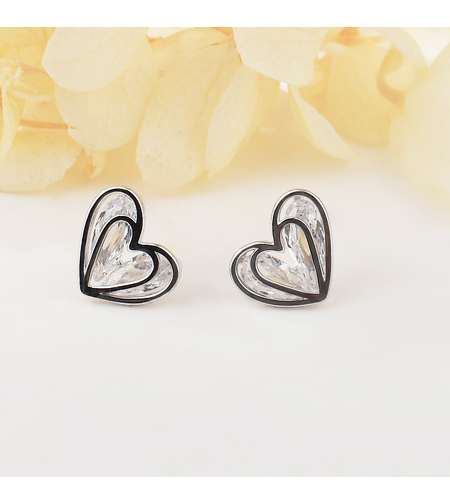 HEART STUD SILVER EARRINGS - 2700000063767