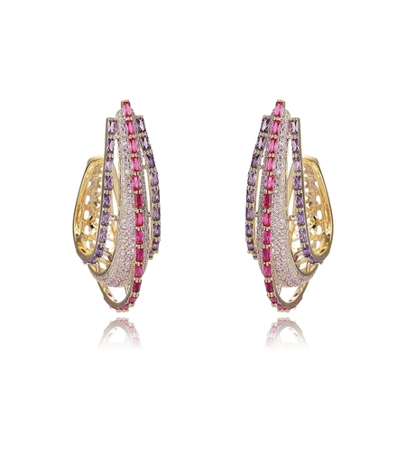 Обеци розово позлатяване и кристали | Колекция Luxury Secret | Бижута Invoke.bg