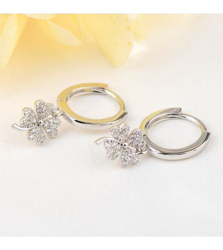 Сребърни обеци Цветя с родий | колекция Delicate Silver | Бижута Invoke.bg