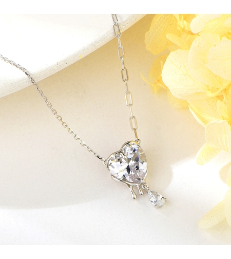 Сребърно колие Разтопено Сърце | колекция Delicate Silver | Бижута Invoke