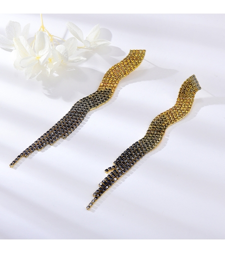 Обеци жълто позлатяване с кристали Swarovski | Бижута Invoke.bg