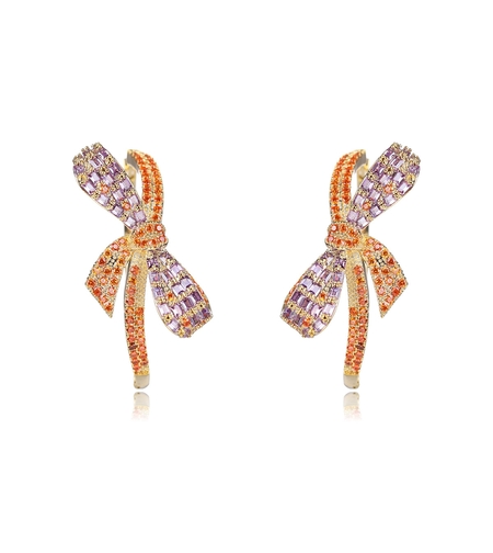 Обеци жълто позлатяване 'Панделка' | Колекция Luxury Secret | Бижута Invoke.bg