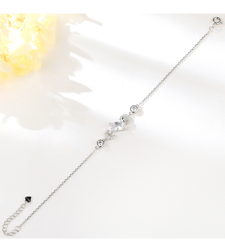 Сребърна гривна Луна с родий | колекция Delicate Silver | Бижута Invoke.bg