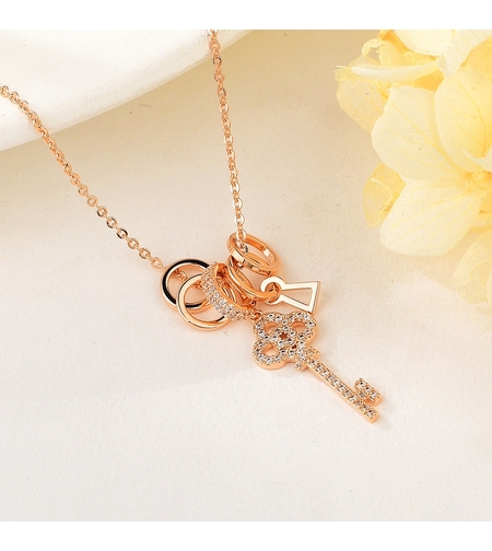 Колие розово позлатяване ключ | Колекция Rose Gold | Бижута Invoke.bg