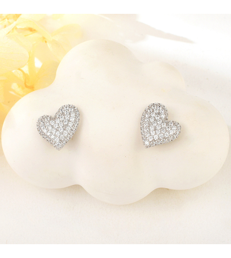 Сребърни обеци Сърца с родий | колекция Delicate Silver | Бижута Invoke.bg