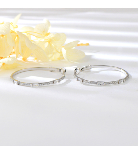 Сребърни обеци Халки с родий | колекция Delicate Silver | Бижута Invoke.bg