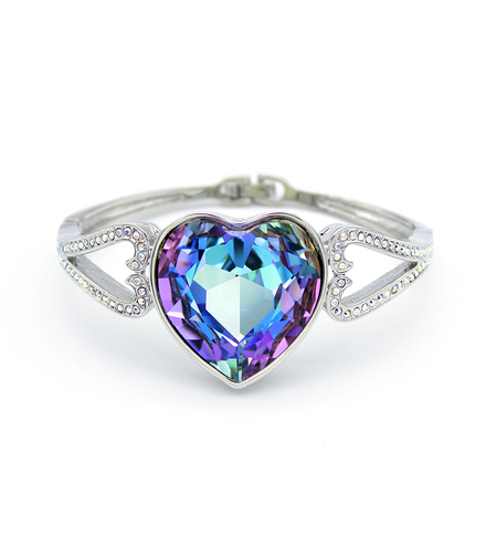 Гривна бяло позлатяване пъстро сърце 1000000000481 | Колекция Luxury Secret