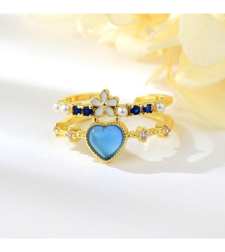 Пръстен жълто позлатяване с кристали Swarovski BR2265 | Колекция Luxury Secret | Бижута Invoke.bg