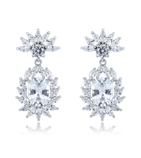 Обеци бяло позлатяване | Колекция Luxury Secret | Бижута Invoke.bg