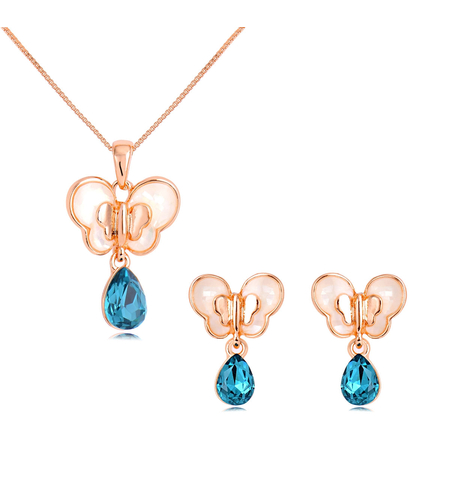 Комплект розово позлатяване пеперуди с естествен седеф | Колекция Rose Gold | Бижута Invoke.bg