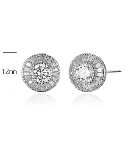 Сребърни обеци слънца с платинирано сребро | Колекция Silver Premium | Бижута Invoke.bg