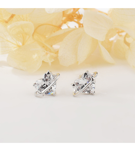 HEART STUD SILVER EARRINGS - 2700000065815
