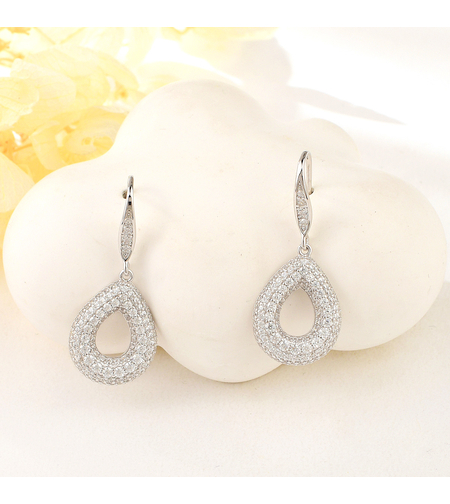 Сребърни обеци капки с родий | колекция Delicate Silver | Бижута Invoke.bg