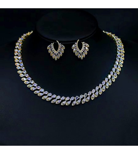 Комплект жълто позлатяване кристални капки | Колекция Luxury Secret | Бижута Invoke.bg