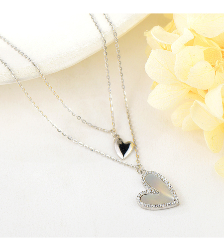 Сребърно колие Сърце със седеф | колекция Delicate Silver | Бижута Invoke.bg