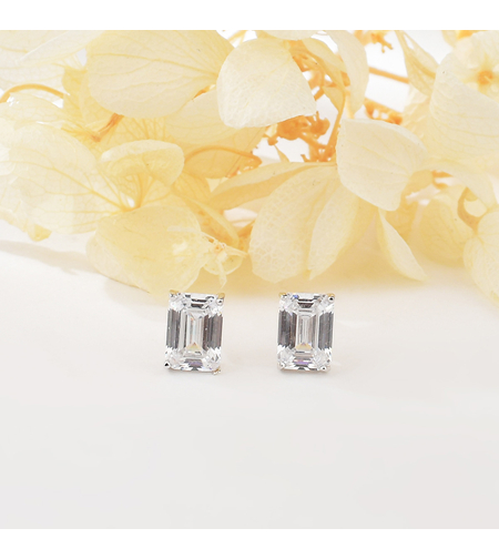 RECTANGULAR STUD SILVER EARRINGS